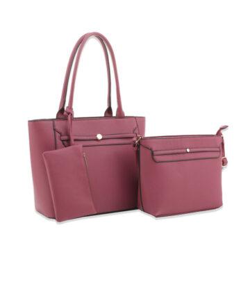 3pc Belted Strap Tote with Wristlet and Crossbody