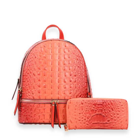 2pc Croc Backpack With Wallet