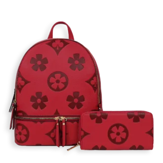 2pc Flowers Backpack with Wallet
