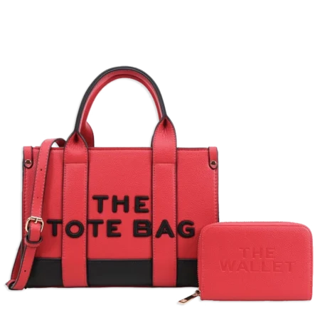 2pc The Medium Leather Tote with Wallet *2 Tone*