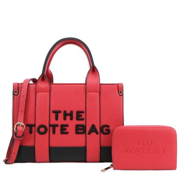 2pc The Medium Leather Tote with Wallet *2 Tone*