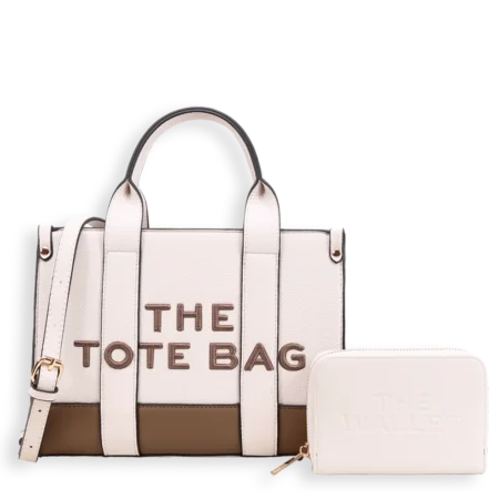 2pc The Medium Leather Tote with Wallet *2 Tone*