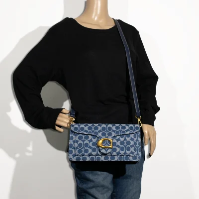 2pc Denim Half Moon Shoulder-Crossbody with Wallet