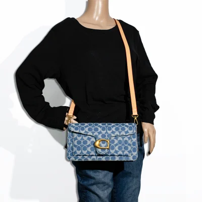 2pc Denim Half Moon Shoulder-Crossbody with Wallet