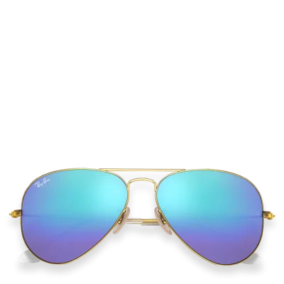 Aviator Flash Matte Gold with Blue Flash Mirror