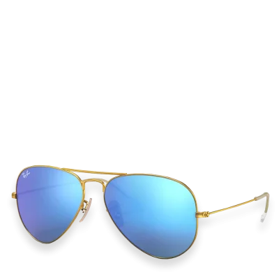 Aviator Flash Matte Gold with Blue Flash Mirror
