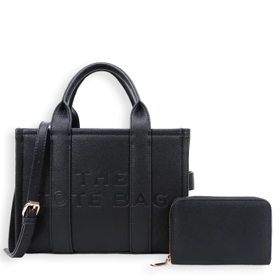 2pc The Medium Tote Bag with Wallet *PU Leather*