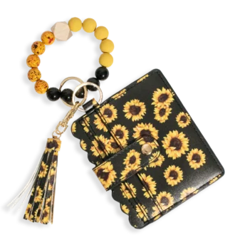 Card Holder with Beaded Wristlet