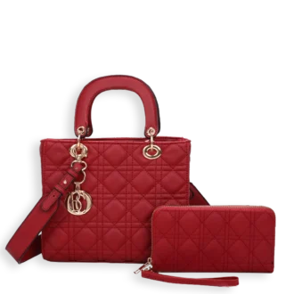 2pc Quilted Lady with Tag and Wallet