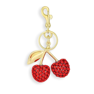 Gold & Red Rhinestone Cherry
