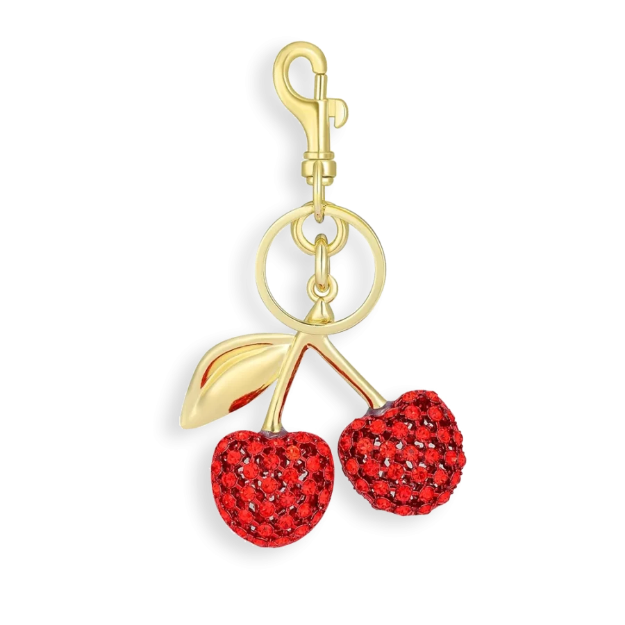 Rhinestone Cherry Handbag Charm - 3 Pack
