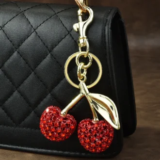 Rhinestone Cherry Handbag Charm - 3 Pack