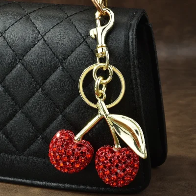 Rhinestone Cherry Handbag Charm - 3 Pack