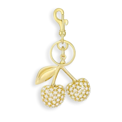 Gold & White Rhinestone Cherry