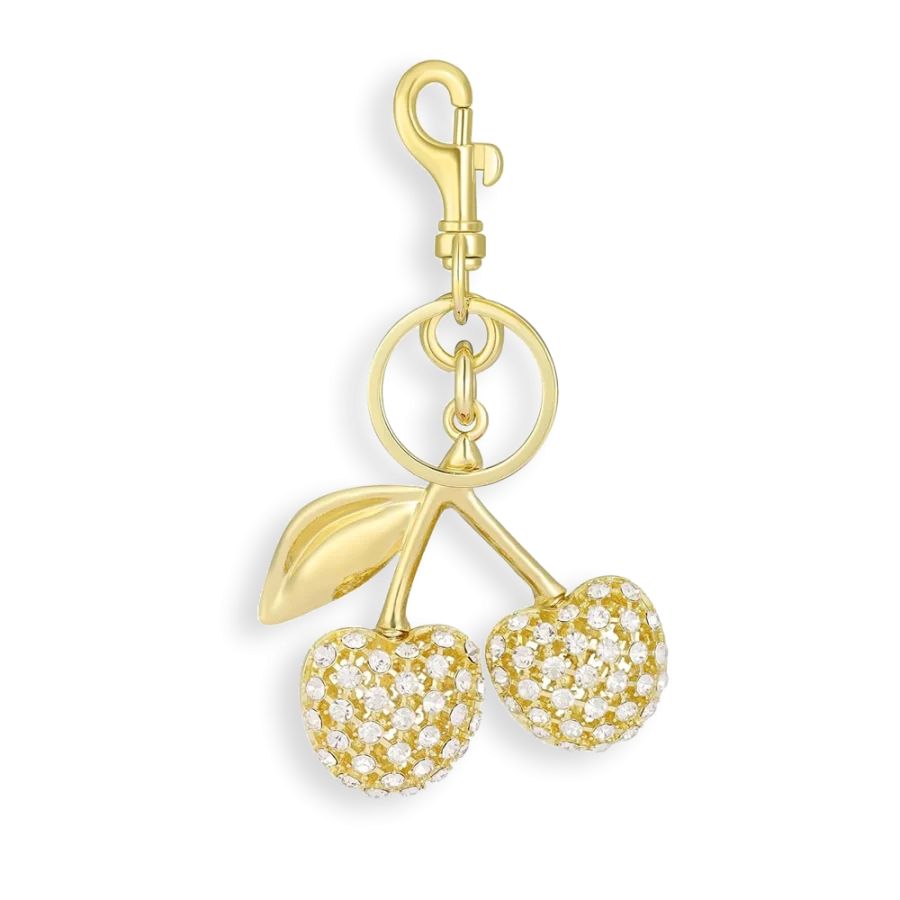 Rhinestone Cherry Handbag Charm - 3 Pack