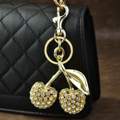 Rhinestone Cherry Handbag Charm - 3 Pack
