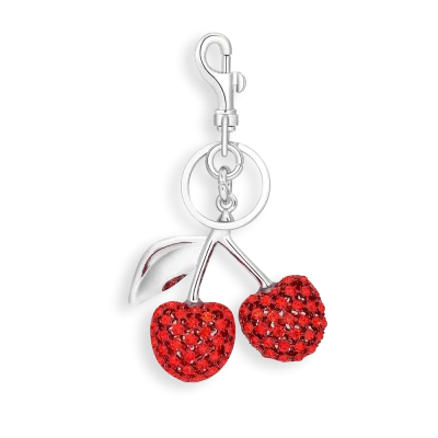 Silver & Red Rhinestone Cherry
