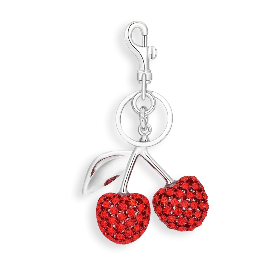 Rhinestone Cherry Handbag Charm - 3 Pack