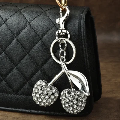 Rhinestone Cherry Handbag Charm - 3 Pack