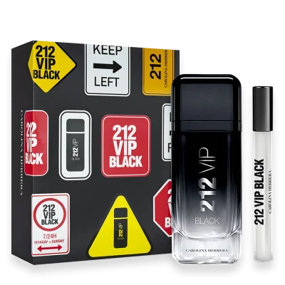 212 Vip Black by Carolina Herrera 3.4 oz. Travel Set