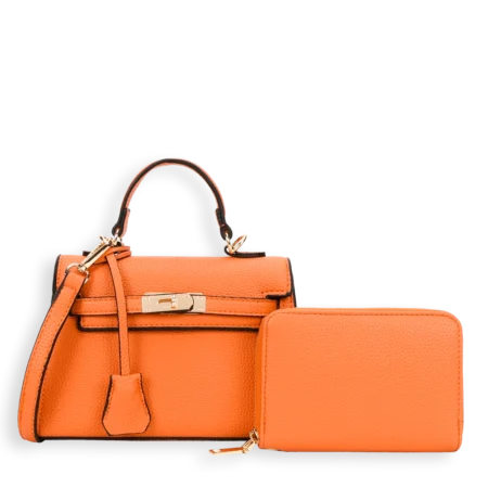 2pc Small Front Lock Satchel with Wallet