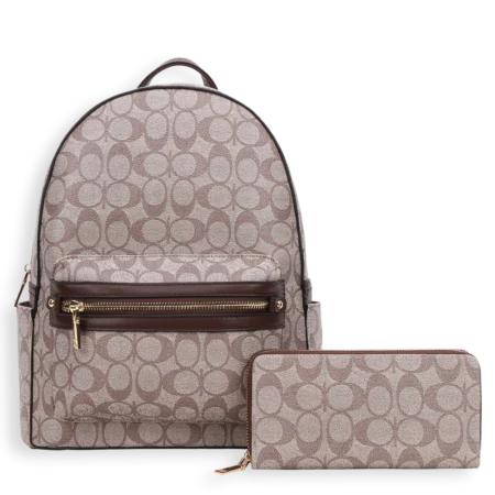 2pc Double Half Moon Backpack with Wallet