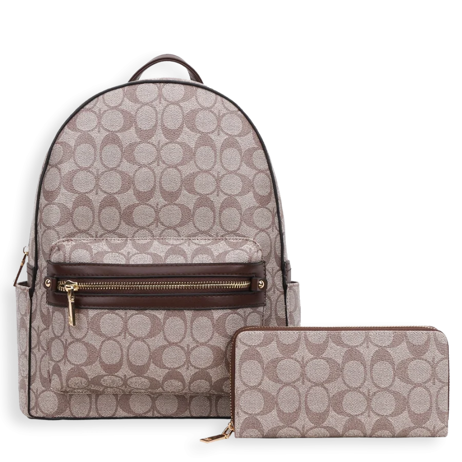 2pc Double Half Moon Backpack with Wallet