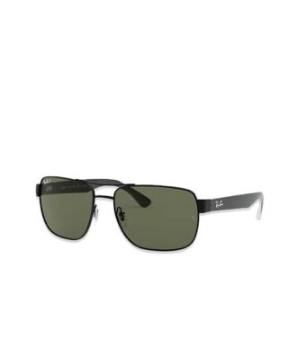 one ray ban Highstreet Squared Black with Green Classic G-15 sunglass side image