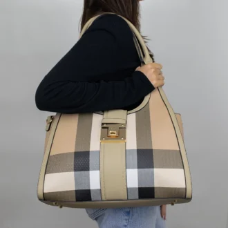 2pc Front Lock Plaid Satchel with Wallet
