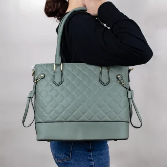 3pc Quilted Tote With Wallet & Crossbody
