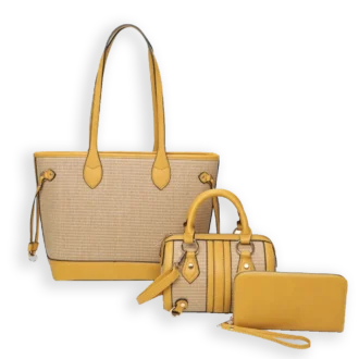 2pc Straw Tote with Wallet & Crossbody