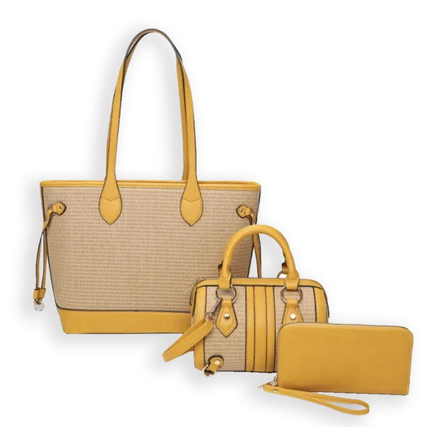 2pc Straw Tote with Wallet & Crossbody