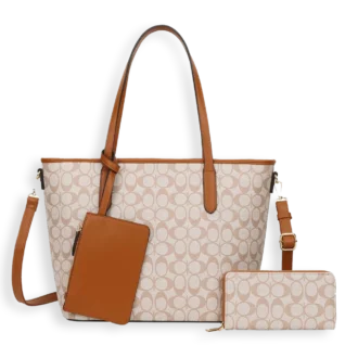 3pc Double CC Tote with Wallet & Wristlet
