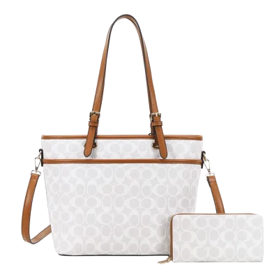 2pc 2 Tone Half Moon Tote with Wallet