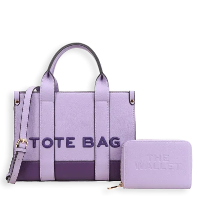 2pc The Medium Leather Tote with Wallet *2 Tone*