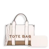 2pc Medium Leather Tote with Wallet *2 Tone*