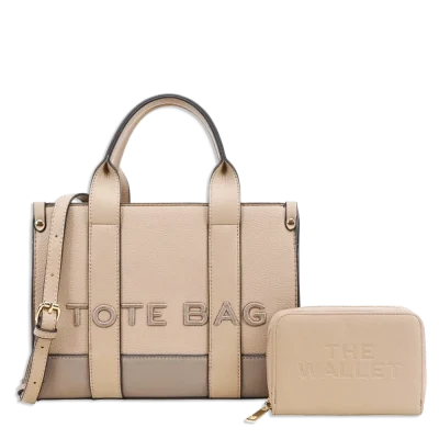 2pc The Medium Leather Tote with Wallet *2 Tone*