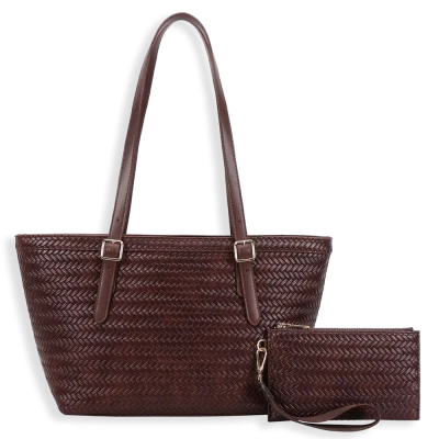 2pc Braided Tote with Wristlet