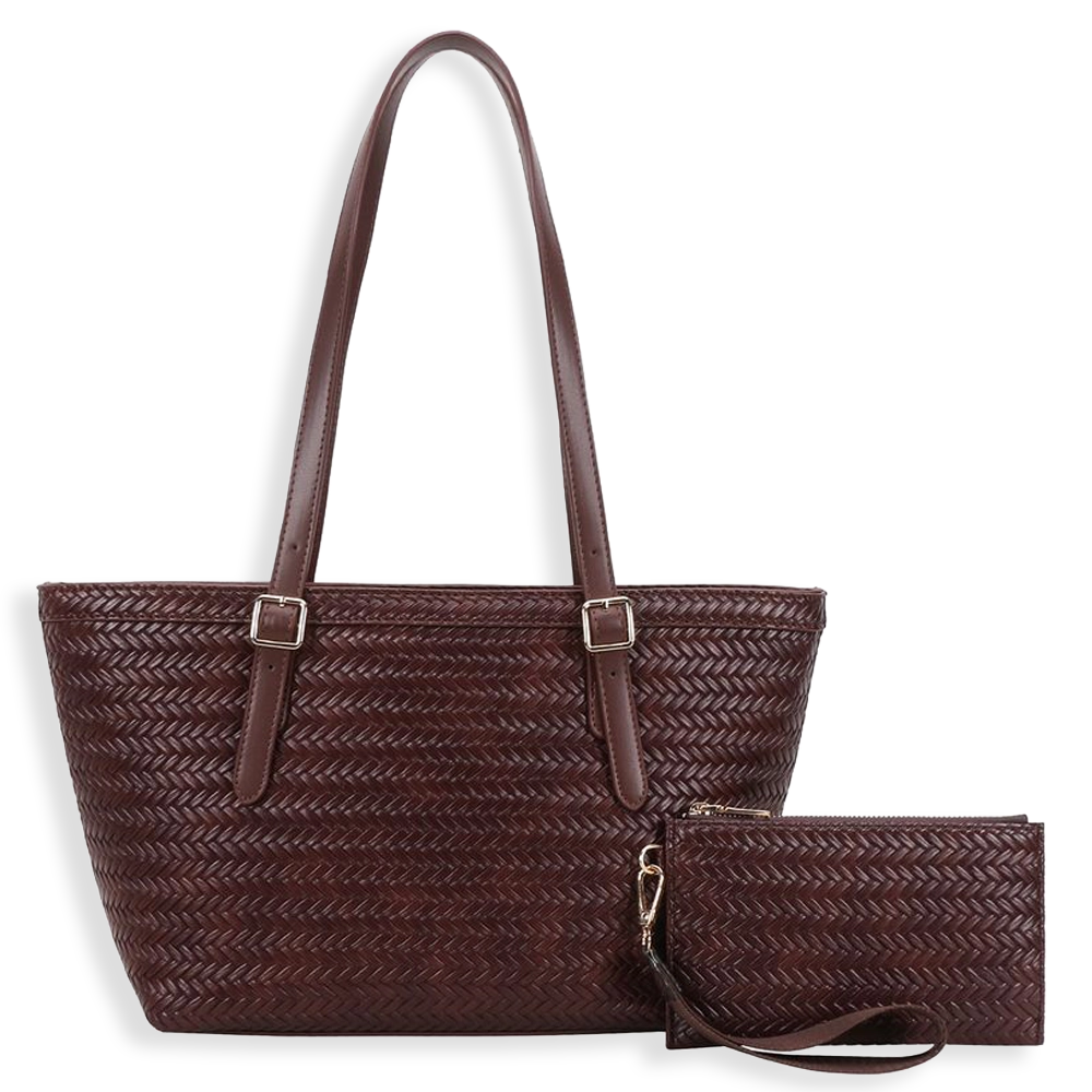 2pc Braided Tote with Wristlet
