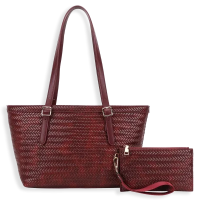 2pc Braided Tote with Wristlet