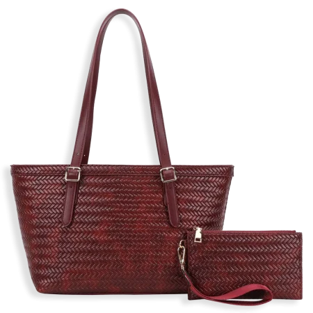2pc Braided Tote with Wristlet
