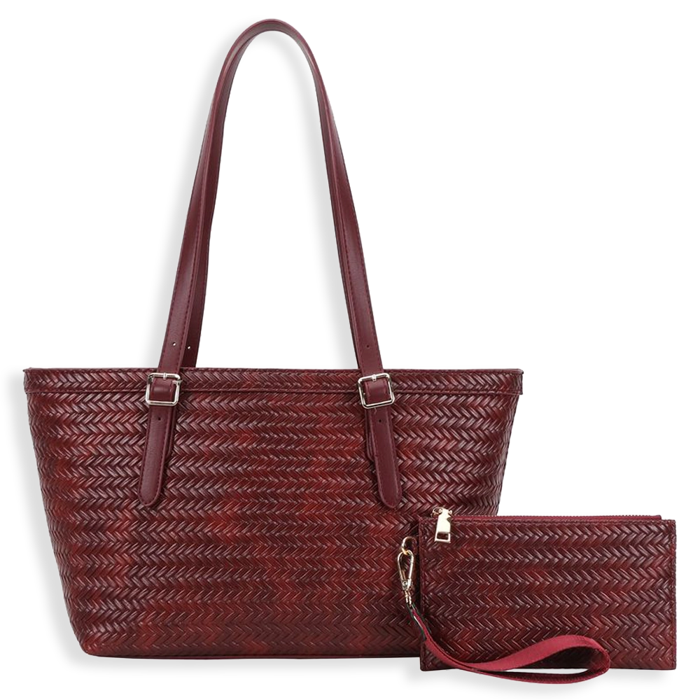 2pc Braided Tote with Wristlet