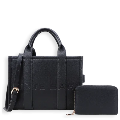 2pc Medium Tote Bag with Wallet *PU Leather*