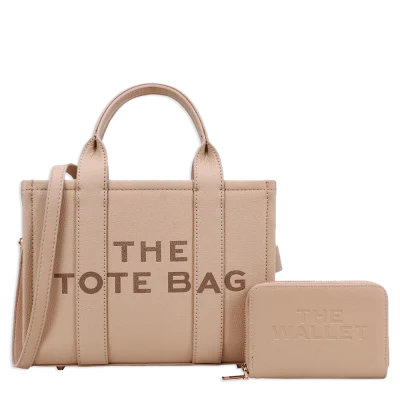 2pc The Medium Tote Bag with Wallet *PU Leather*