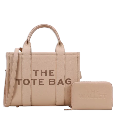 2pc The Medium Tote Bag with Wallet *PU Leather*