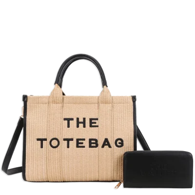 2pc The Straw Tote Bag with Wallet