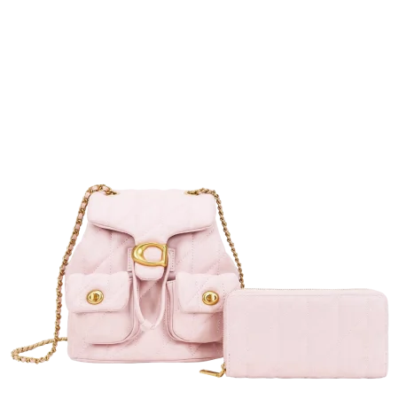 2pc Half Moon Quilted Backpack with Wallet