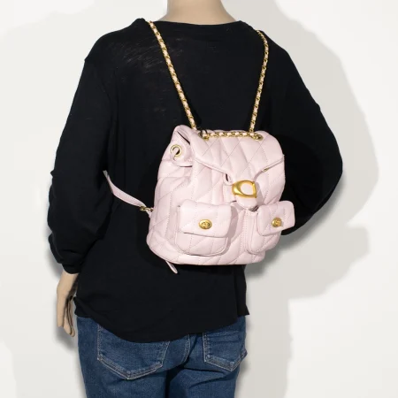 2pc Half Moon Quilted Backpack with Wallet