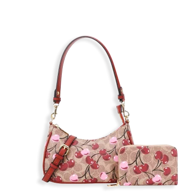 2pc Cherry Half Moon Shoulder-Crossbody with Wallet
