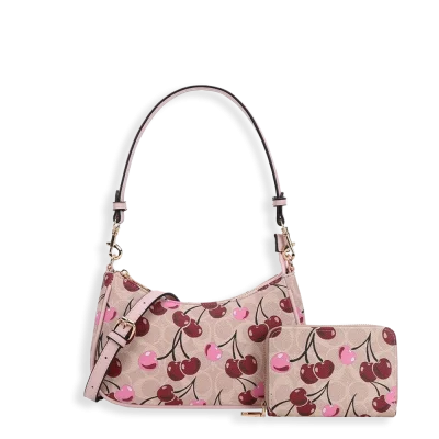 2pc Cherry Half Moon Shoulder-Crossbody with Wallet